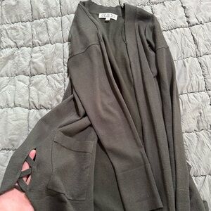 Olive Green Open Cardigan